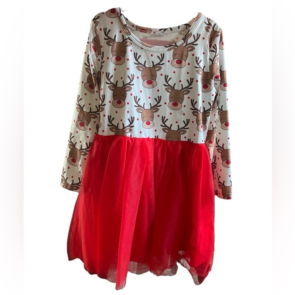 Reindeer and red tulle Christmas dress